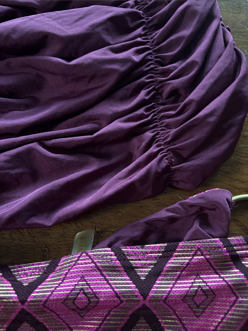 Vitamin A Ruched Halter Tankini Set in Plum - Picture 14 of 16